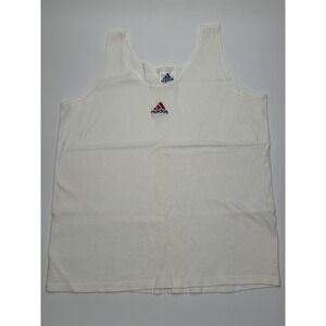Vintage Adidas Tank Top Mens Large‎ White Embroidered Logo Made in USA 90s Vest